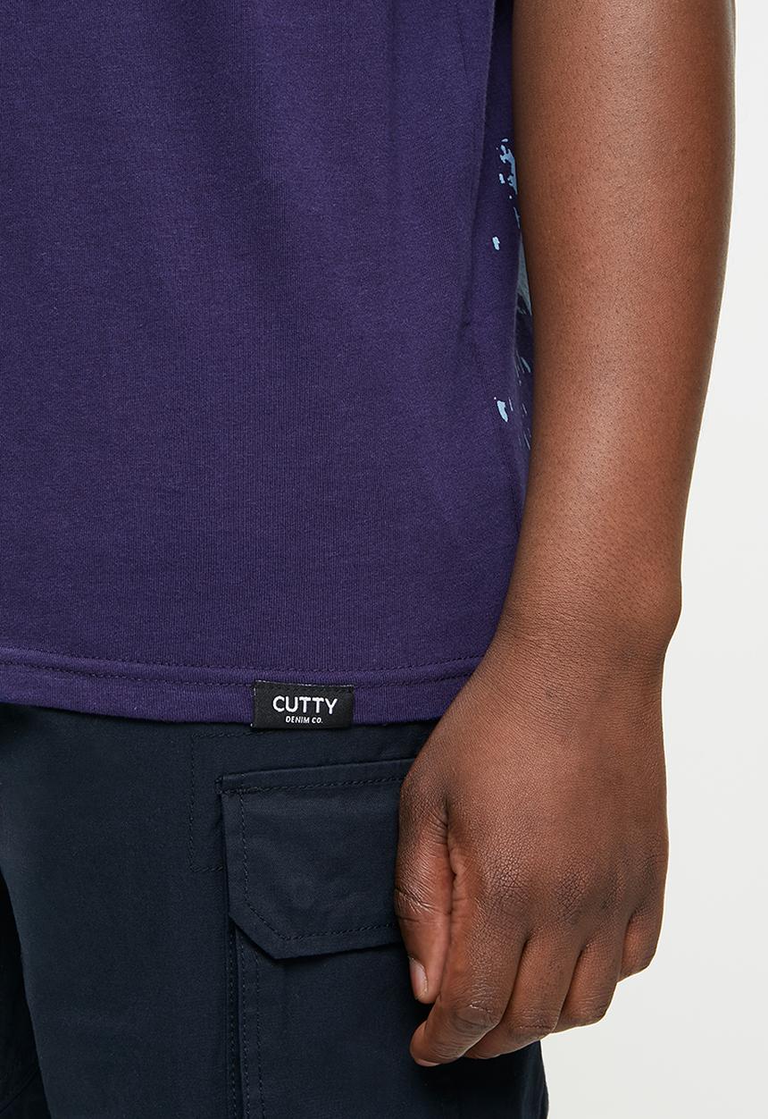 Cutty - Mayne box fit printed tee - navy