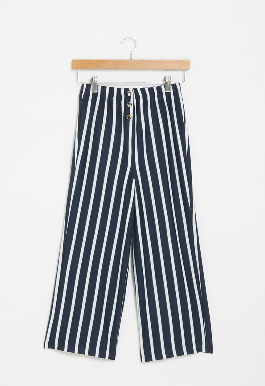 Superbalist - Wide leg knit pants - navy & white