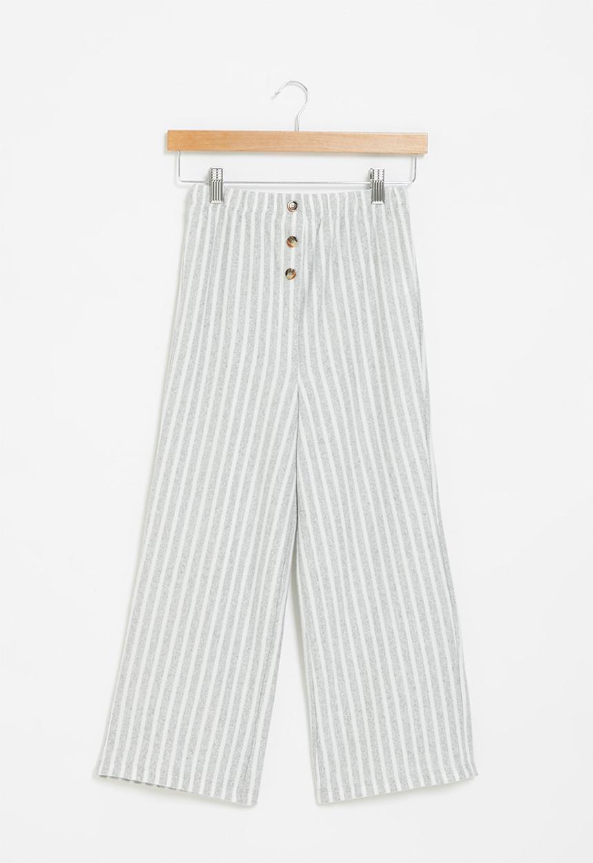 Superbalist - Wide leg knit pants - grey & white 