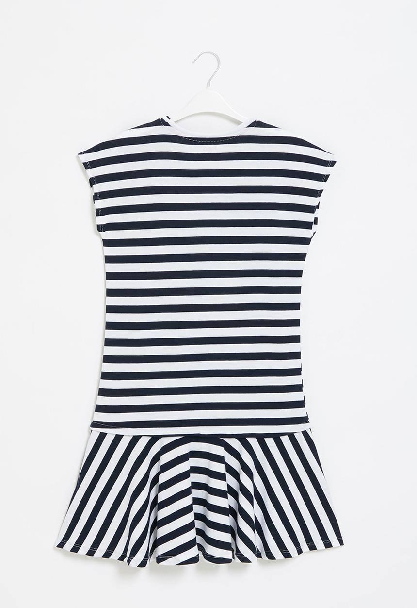 POLO - Girls harper striped printed dress - navy & white