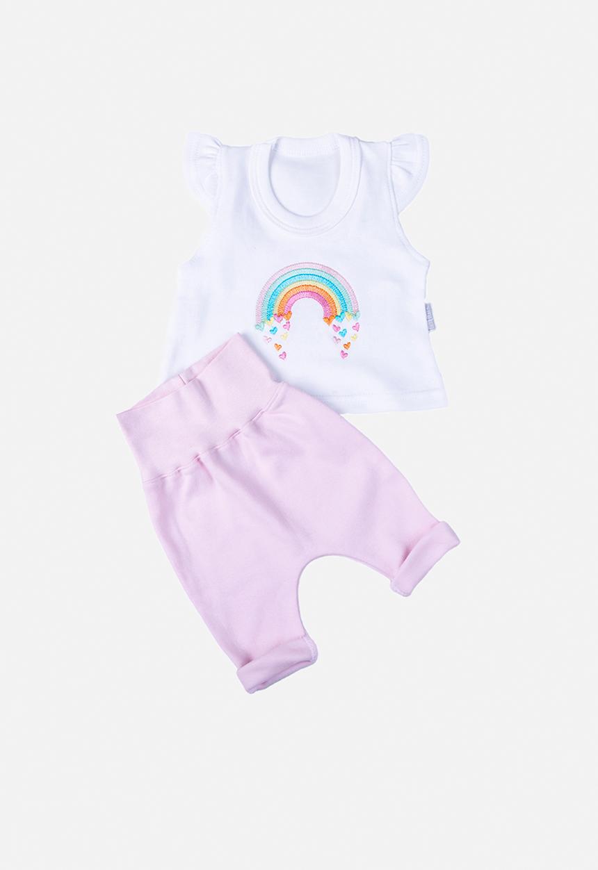 Little Lumps - Frilled top & leggings set - pink & white 