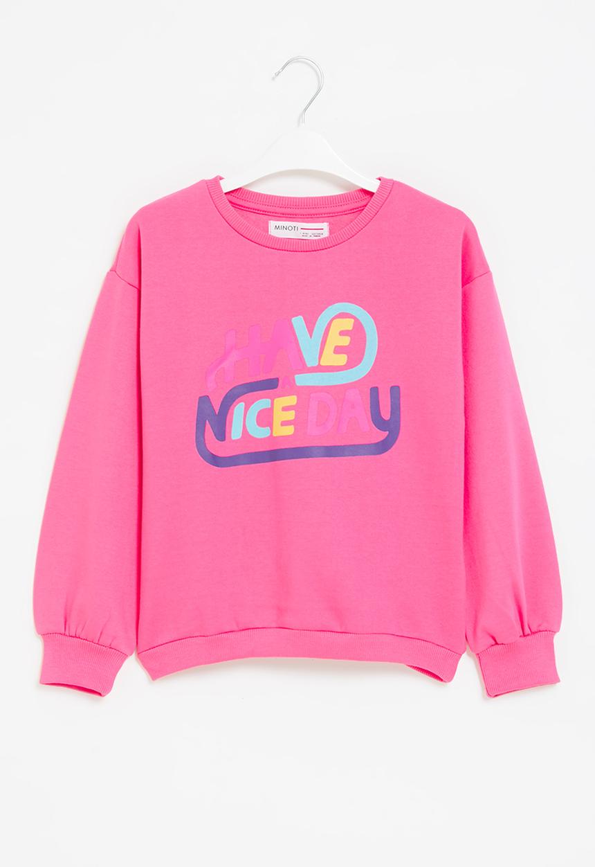 MINOTI - Girls basic day fleece crew - pink
