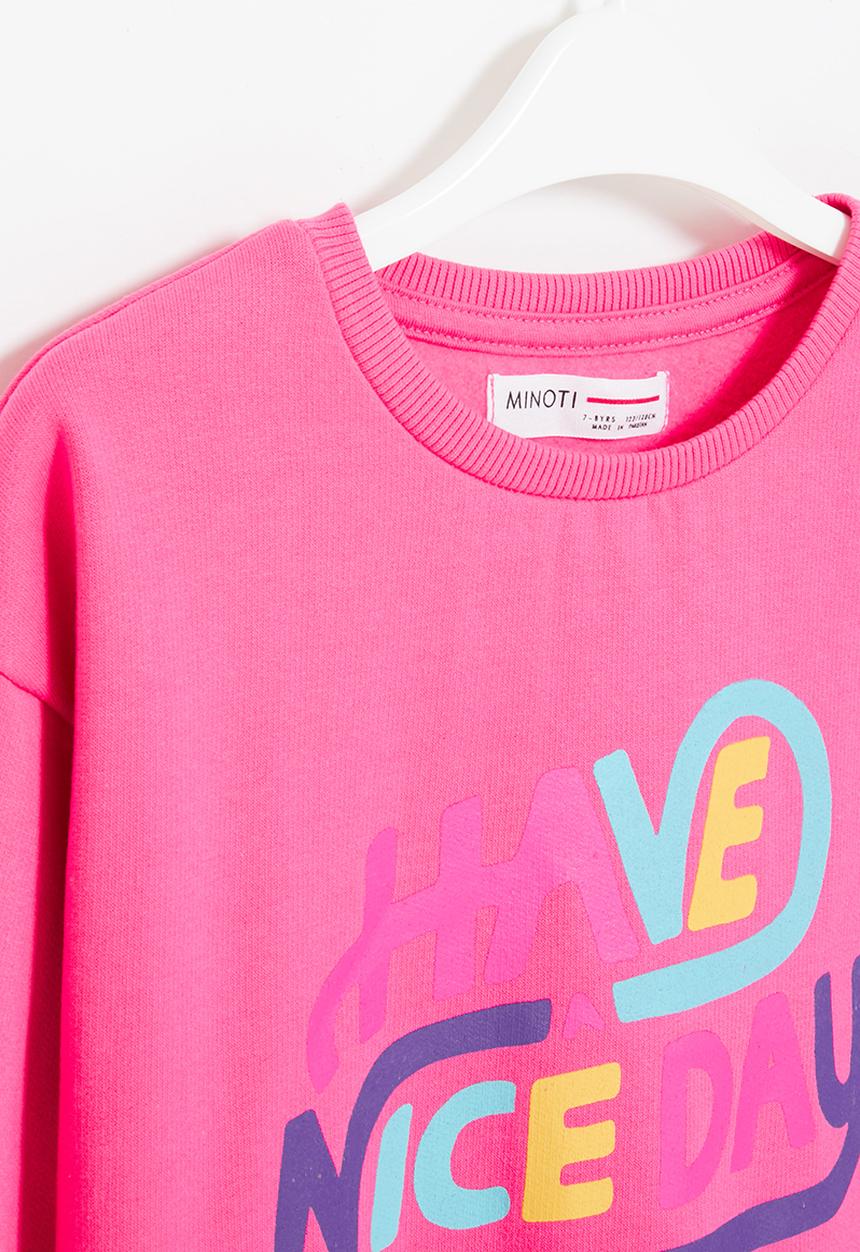 MINOTI - Girls basic day fleece crew - pink