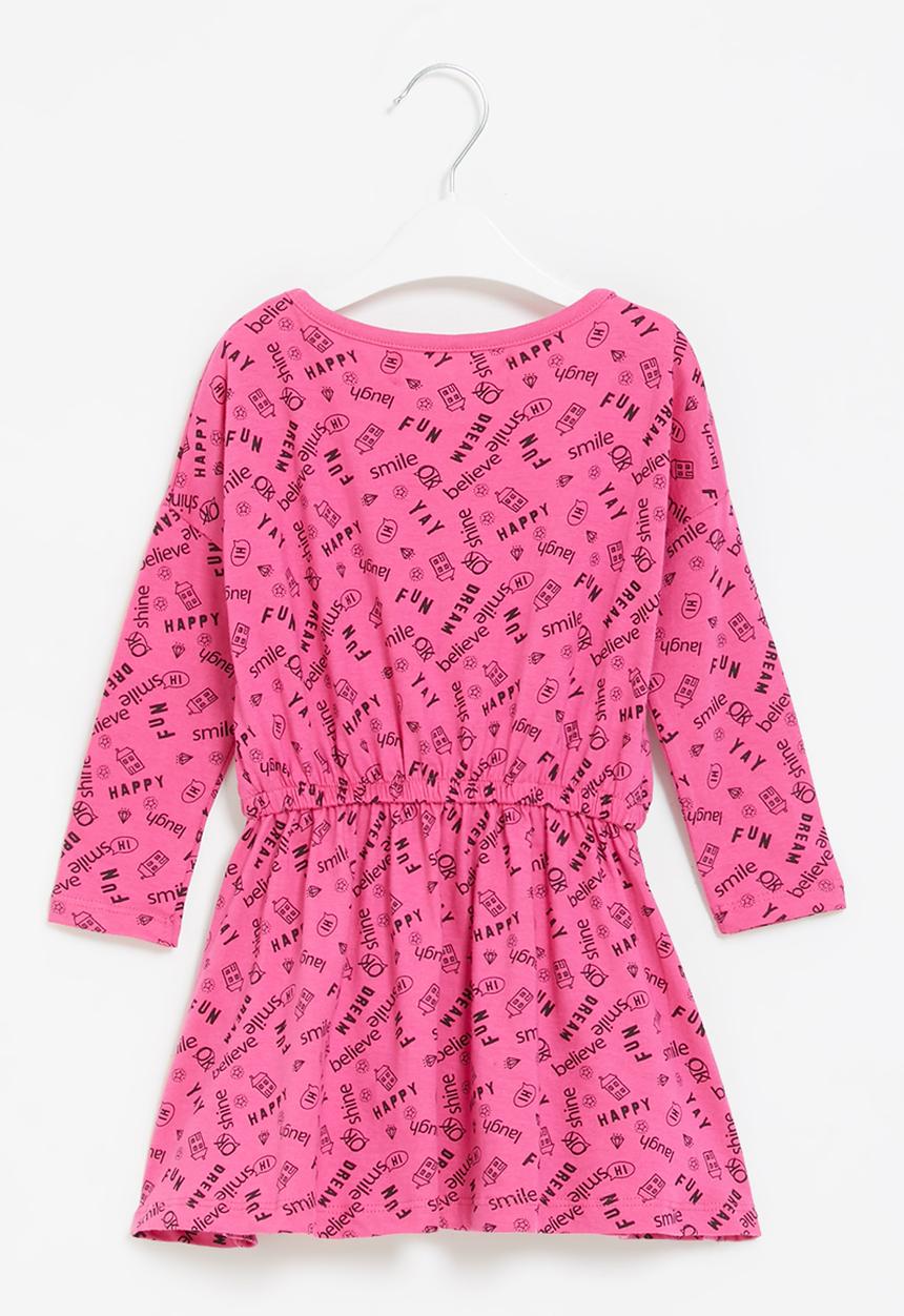MINOTI - Girls basic aop jersey dress - pink & black 