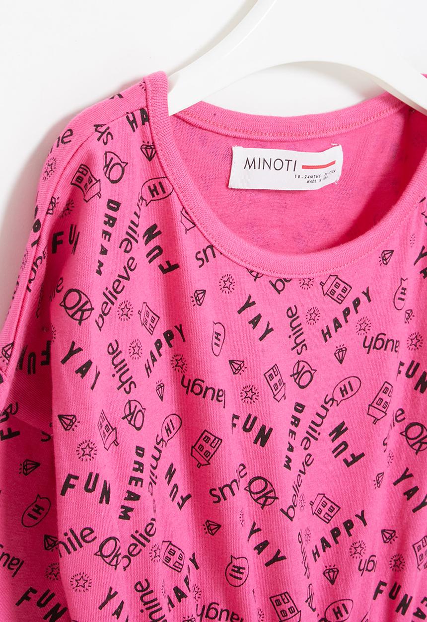 MINOTI - Girls basic aop jersey dress - pink & black 