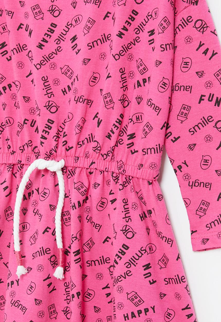 MINOTI - Girls basic aop jersey dress - pink & black 