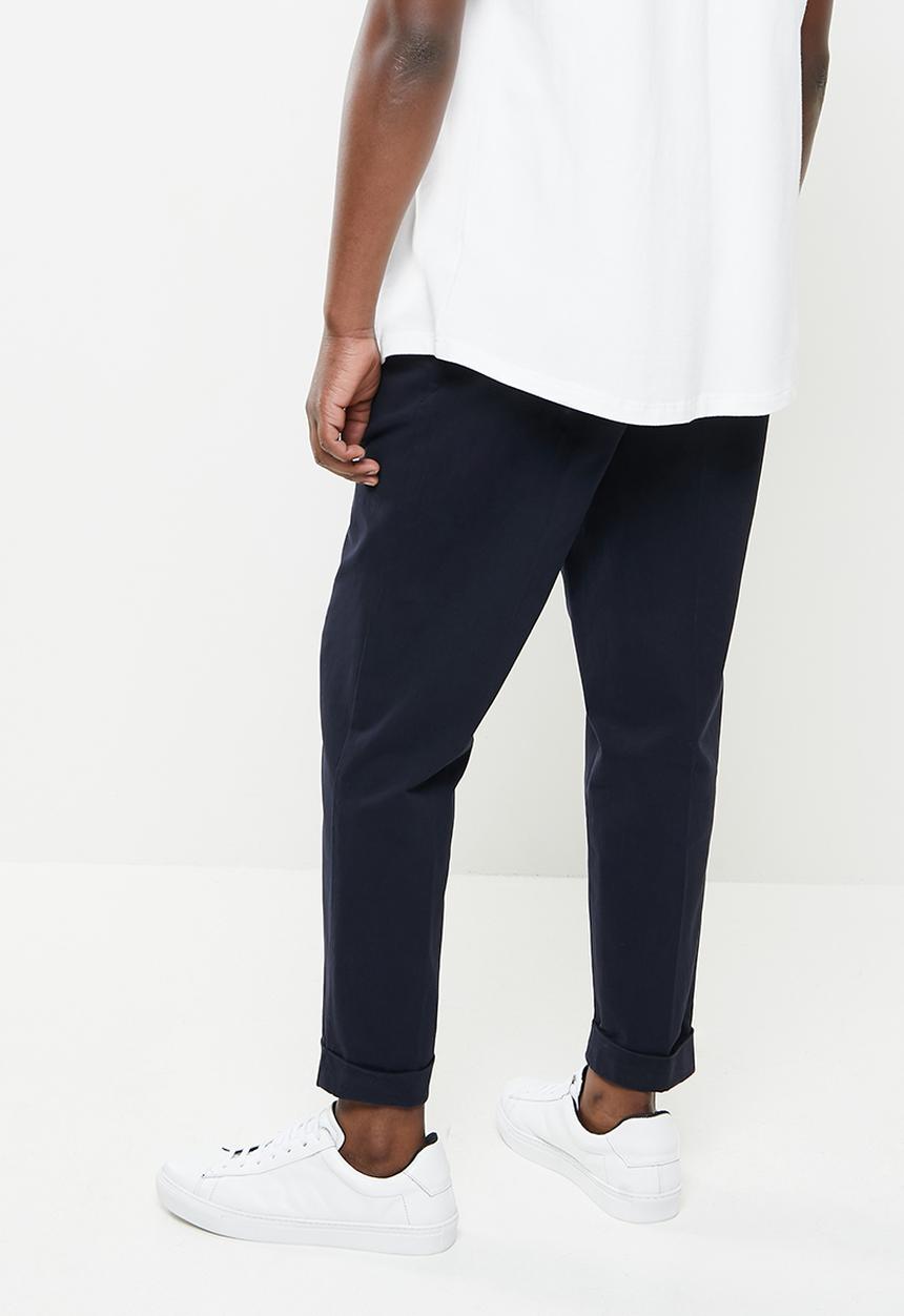 Jonathan D - Miguel tapered cropped turn up trousers - navy