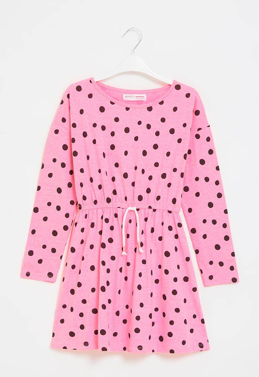 MINOTI - Tween girls basic aop jersey dress - pink & black 
