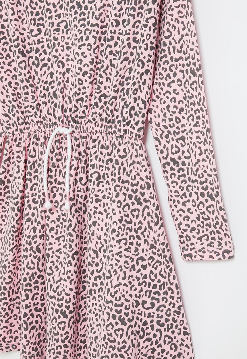 MINOTI - Girls basic printed jersey dress - light pink & black 