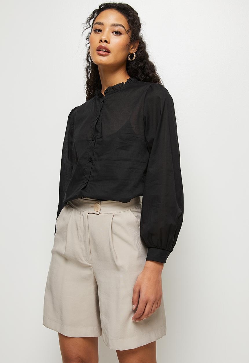 edit - Piecrust cotton shirt - black