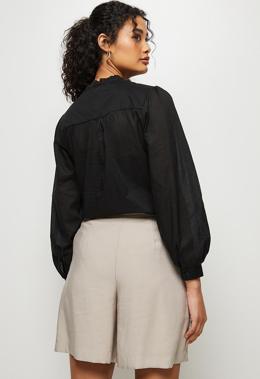 edit - Piecrust cotton shirt - black