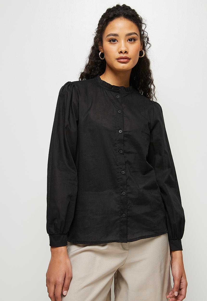 edit - Piecrust cotton shirt - black