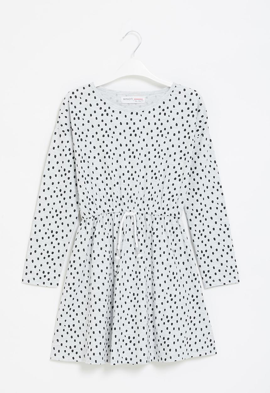 MINOTI - Tween girls basic aop jersey dress - grey & black 