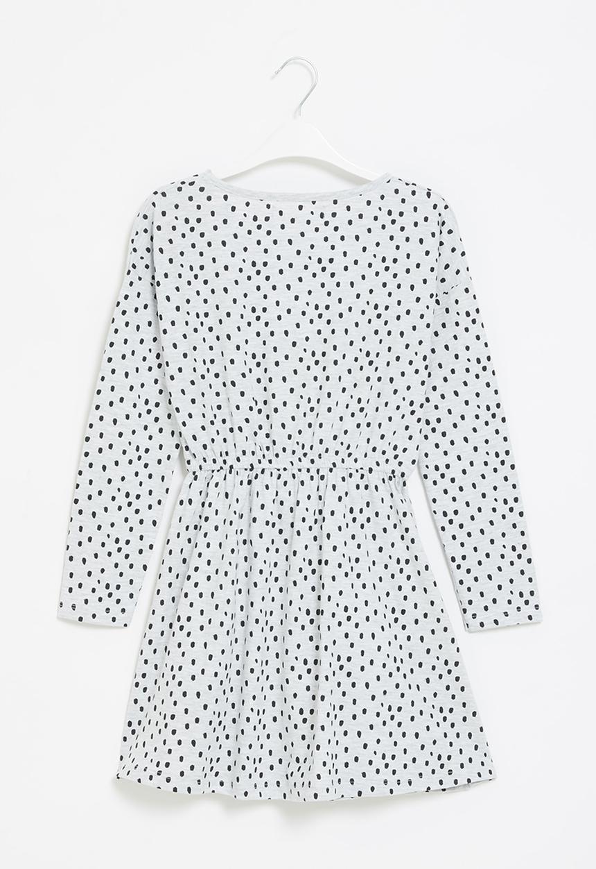 MINOTI - Tween girls basic aop jersey dress - grey & black 
