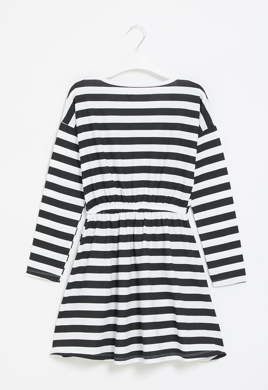MINOTI - Girls basic stripe jersey dress - black & white
