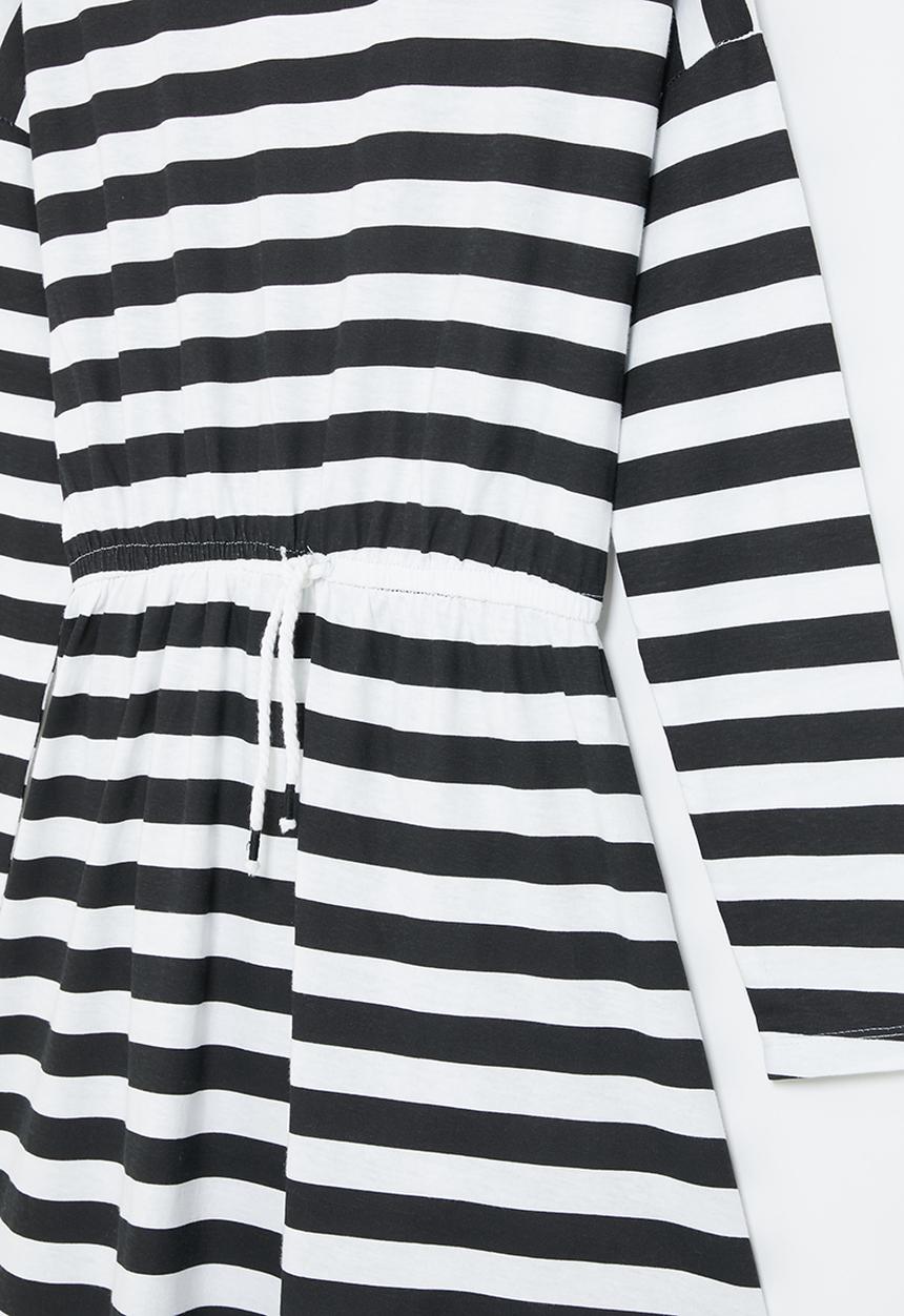 MINOTI - Girls basic stripe jersey dress - black & white