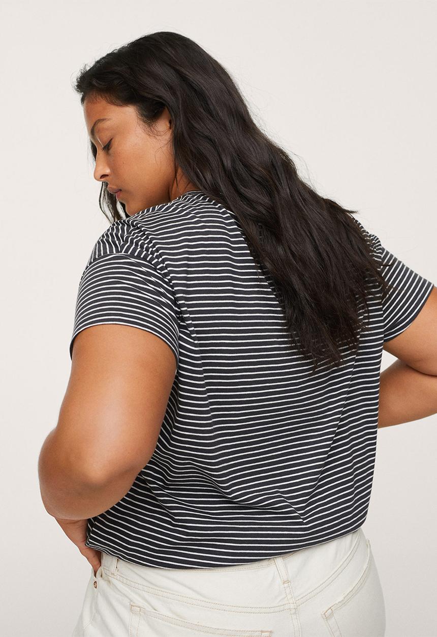 MANGO - Plus T-shirt easy - white & navy