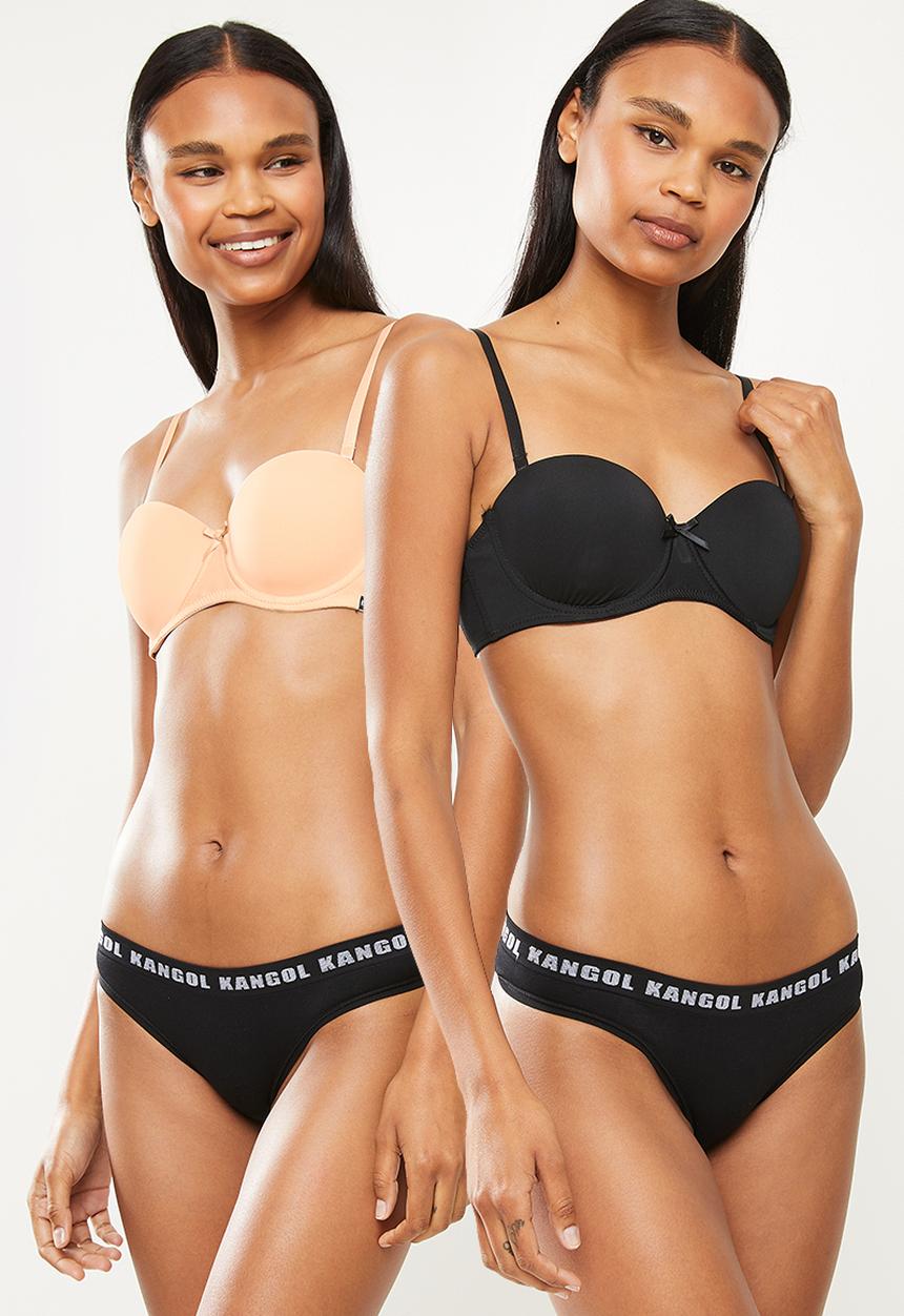 KANGOL - 2 pack multiway bra - oyster /black