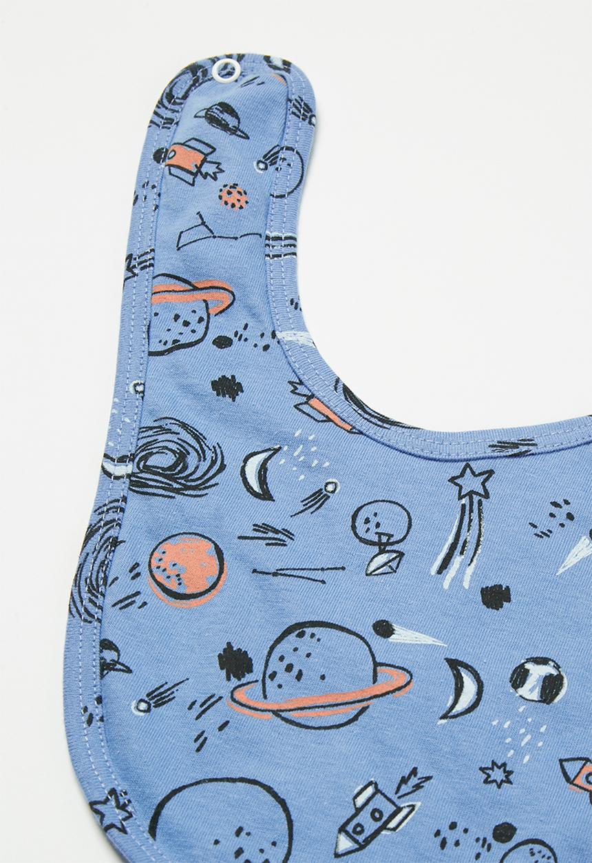 Superbalist Kids - 2 pack space bib - blue & oatmeal