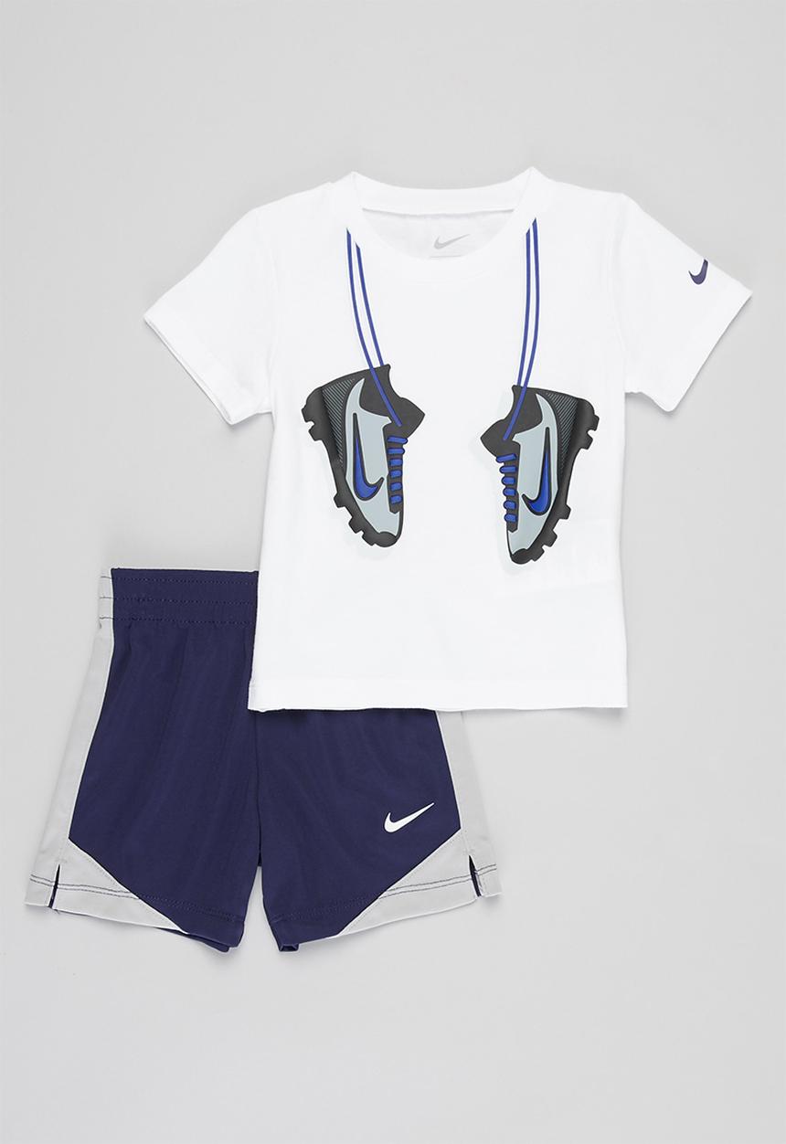 Nike - Nkb sport footwork tee short set - white & navy 