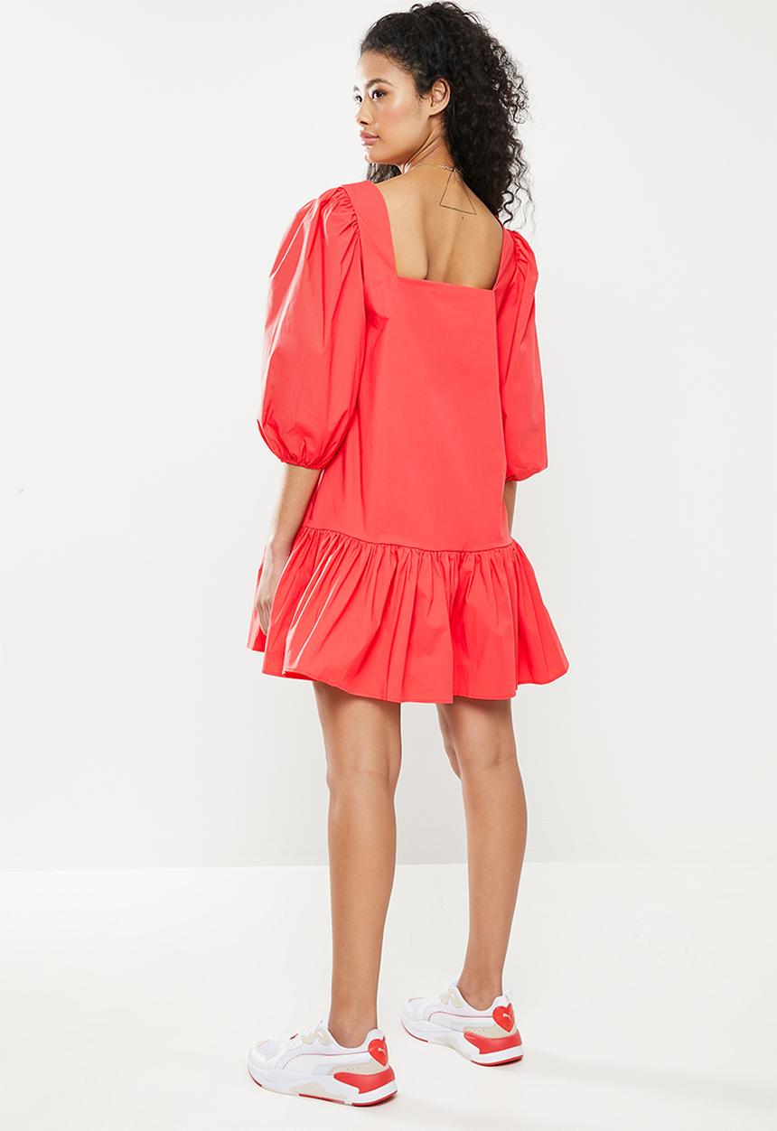 Glamorous - Elastane deep dress - coral