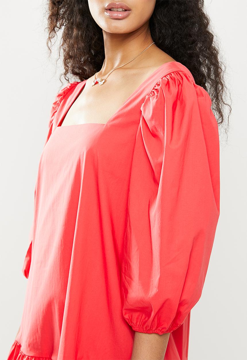 Glamorous - Elastane deep dress - coral