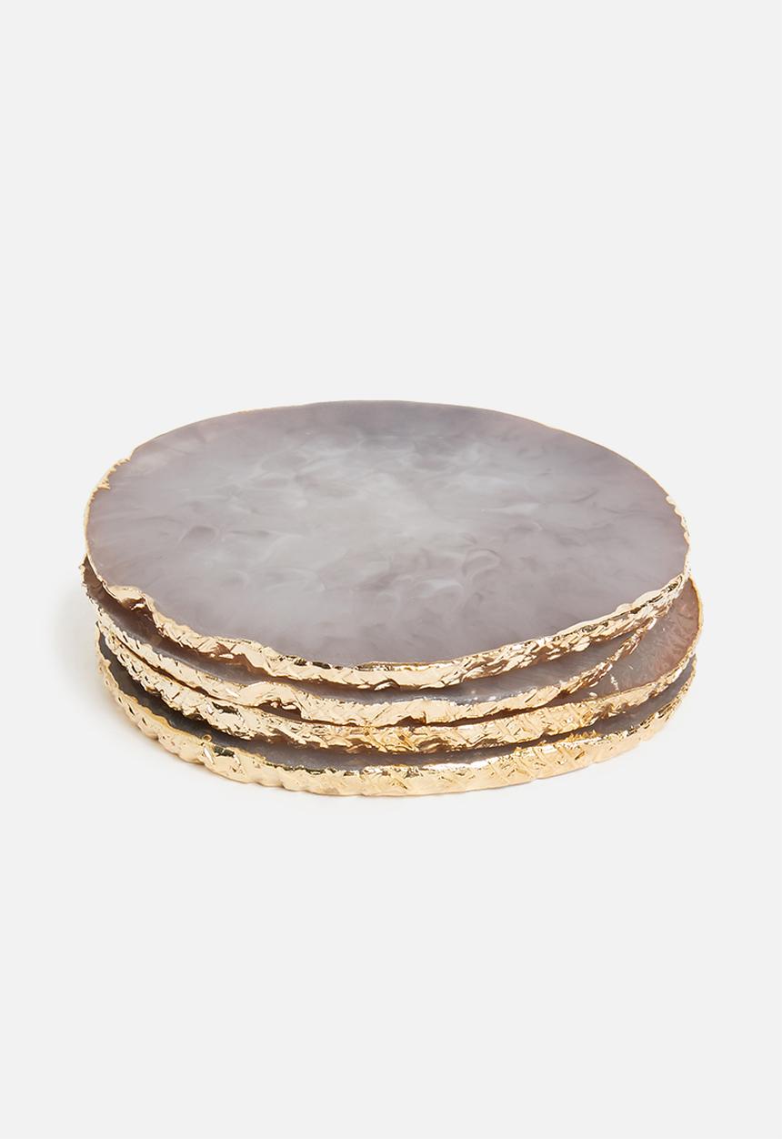 Sixth Floor - Agate resin coaster set of 4 -ash grey