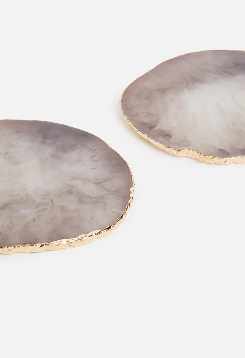 Sixth Floor - Agate resin coaster set of 4 -ash grey