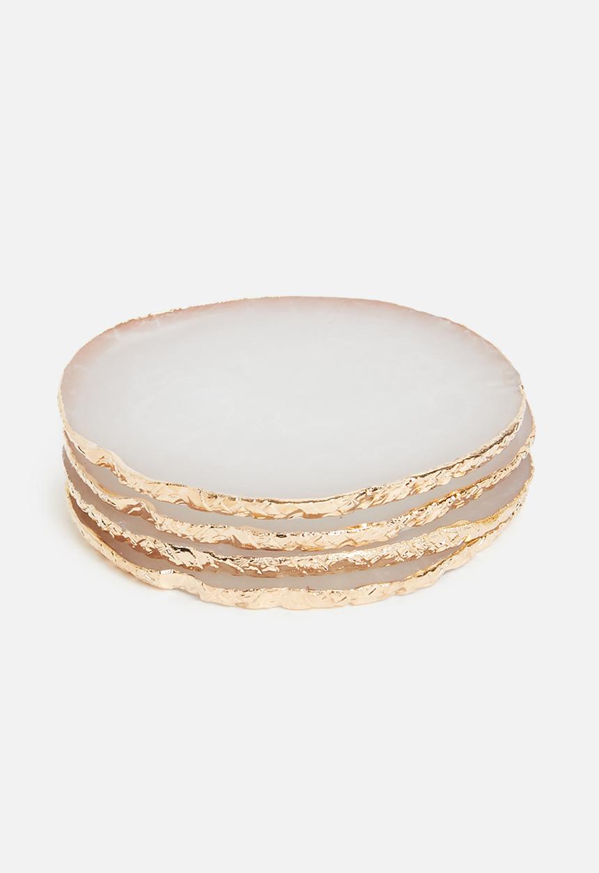 Sixth Floor - Agate resin coaster set of 4 -Snow