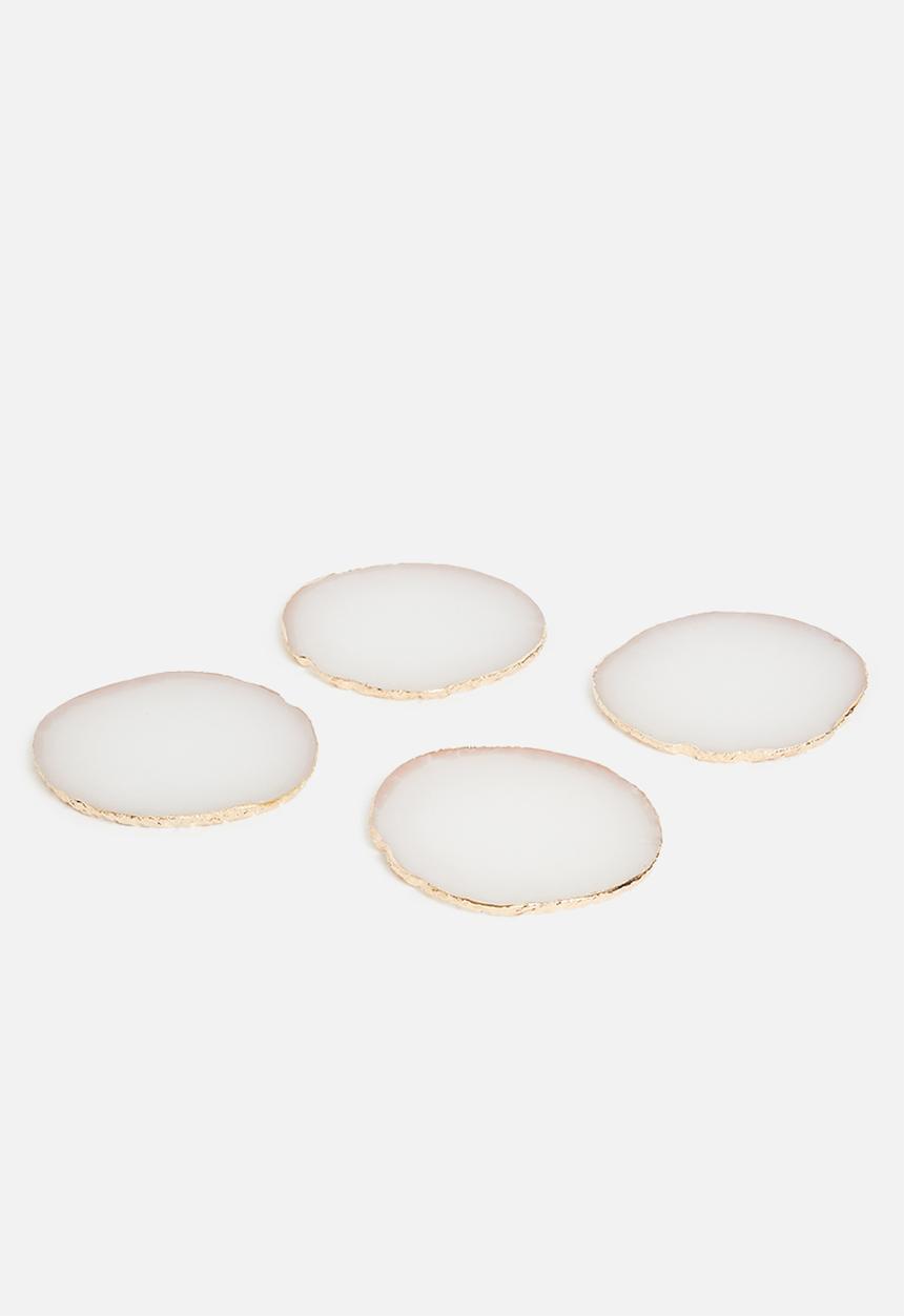 Sixth Floor - Agate resin coaster set of 4 -Snow