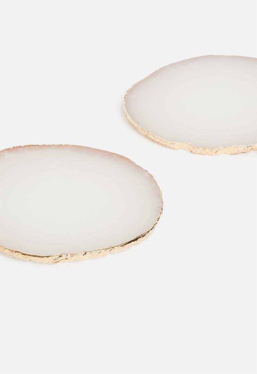 Sixth Floor - Agate resin coaster set of 4 -Snow