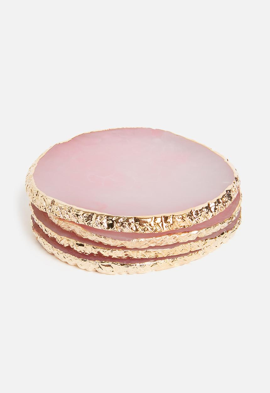 Sixth Floor - Agate resin coaster set of 4 -Rose