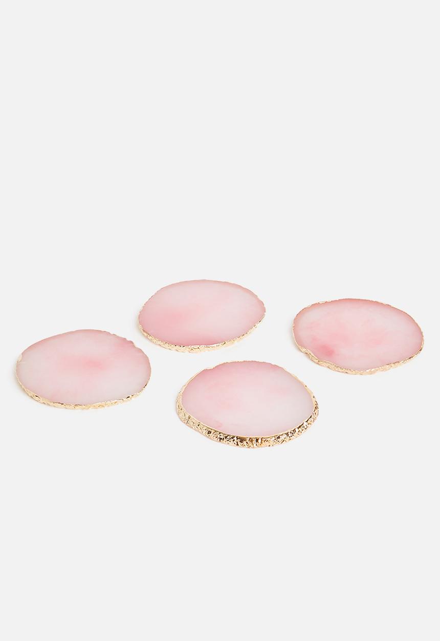 Sixth Floor - Agate resin coaster set of 4 -Rose