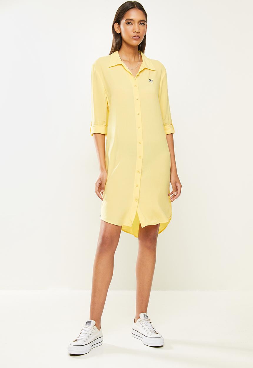 Aca Joe - Ladies aca joe shirt dress - yellow