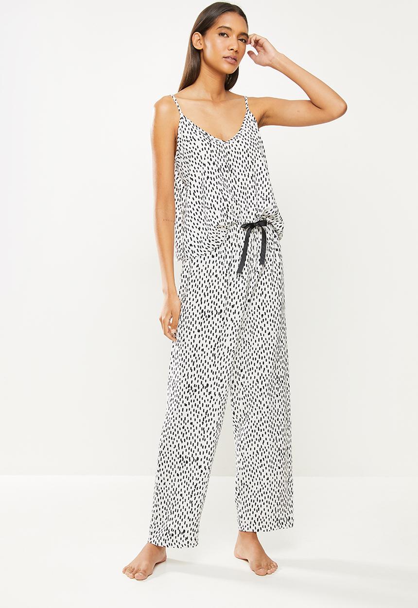 Superbalist - Sleep cami & pants set - white & black 