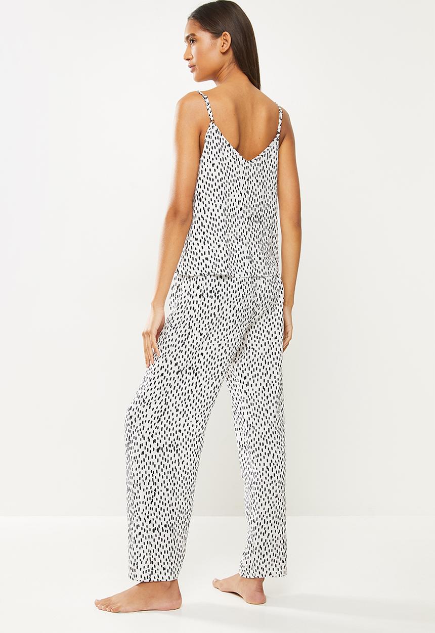 Superbalist - Sleep cami & pants set - white & black 