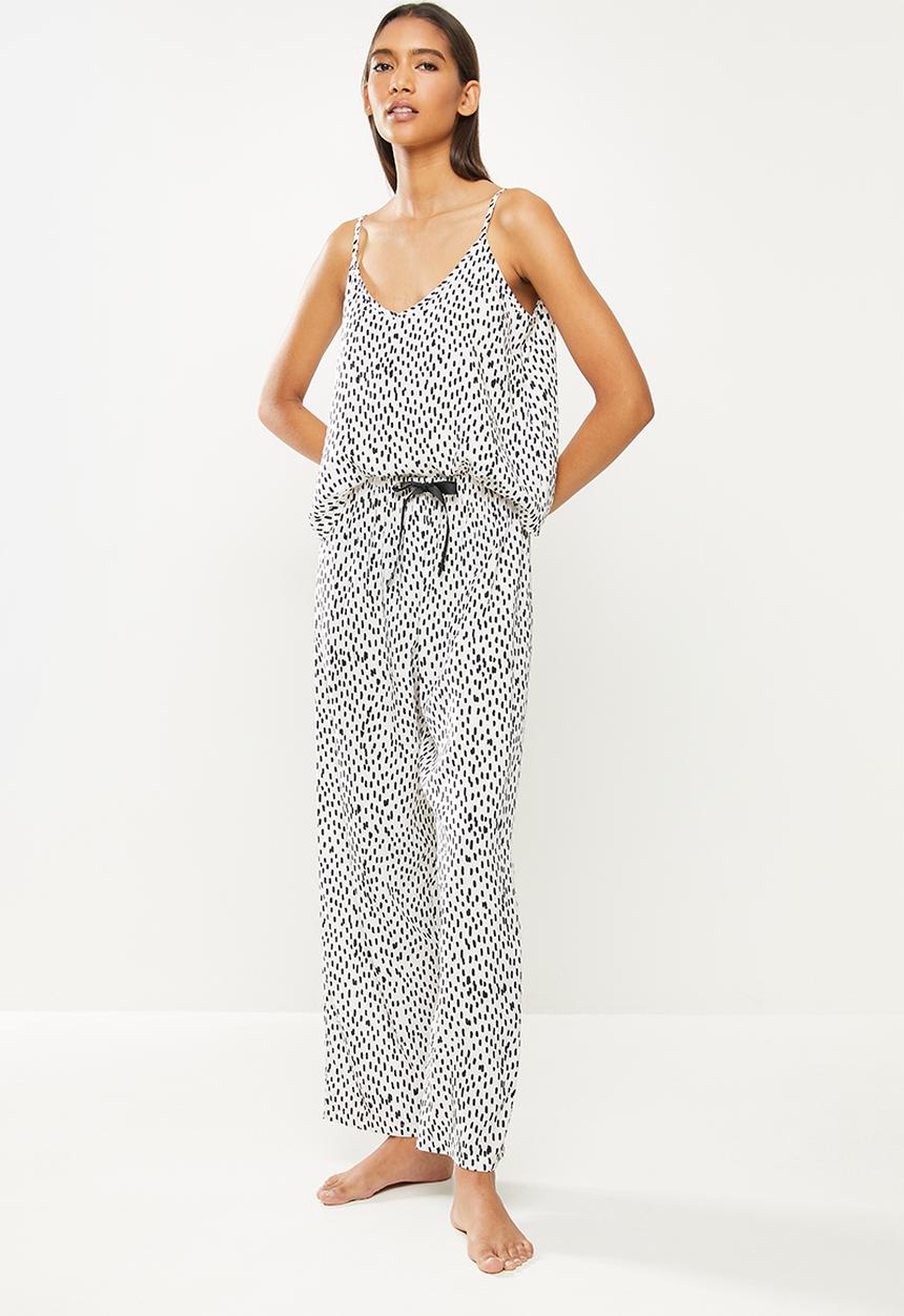 Superbalist - Sleep cami & pants set - white & black 