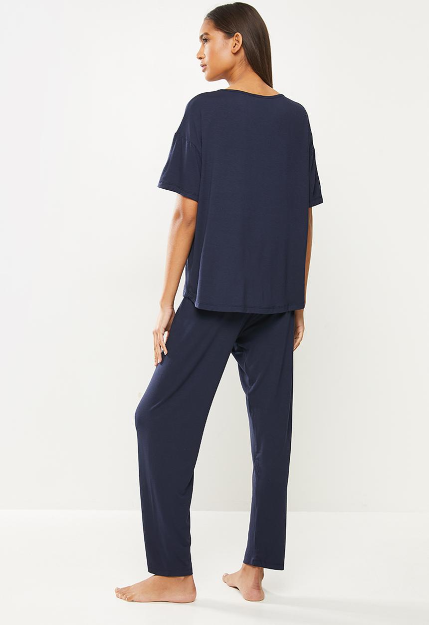 Superbalist - V-neck sleep top & pants set - navy