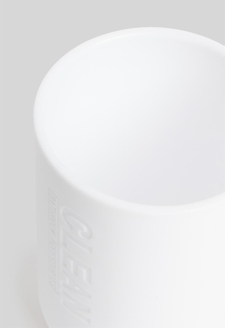 Bathroom Solutions - Tumbler with bamboo base - white