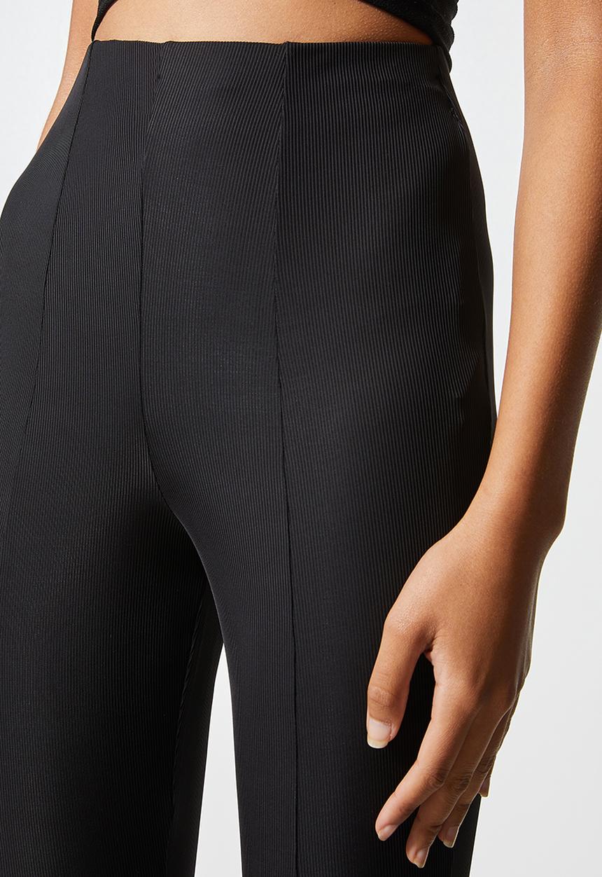 VELVET - Front slit pull on tregging - black