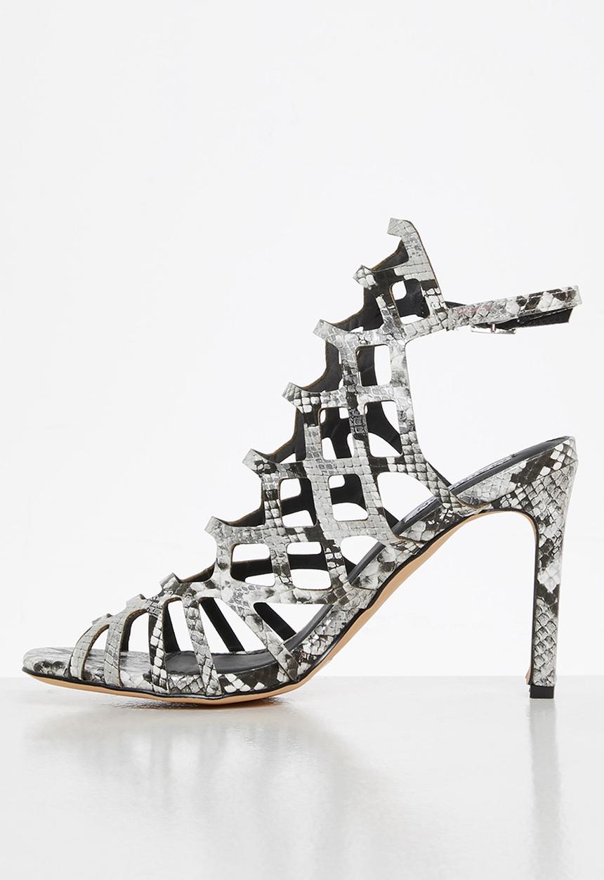 Madison® - Bronte laser cut block heel - white & black