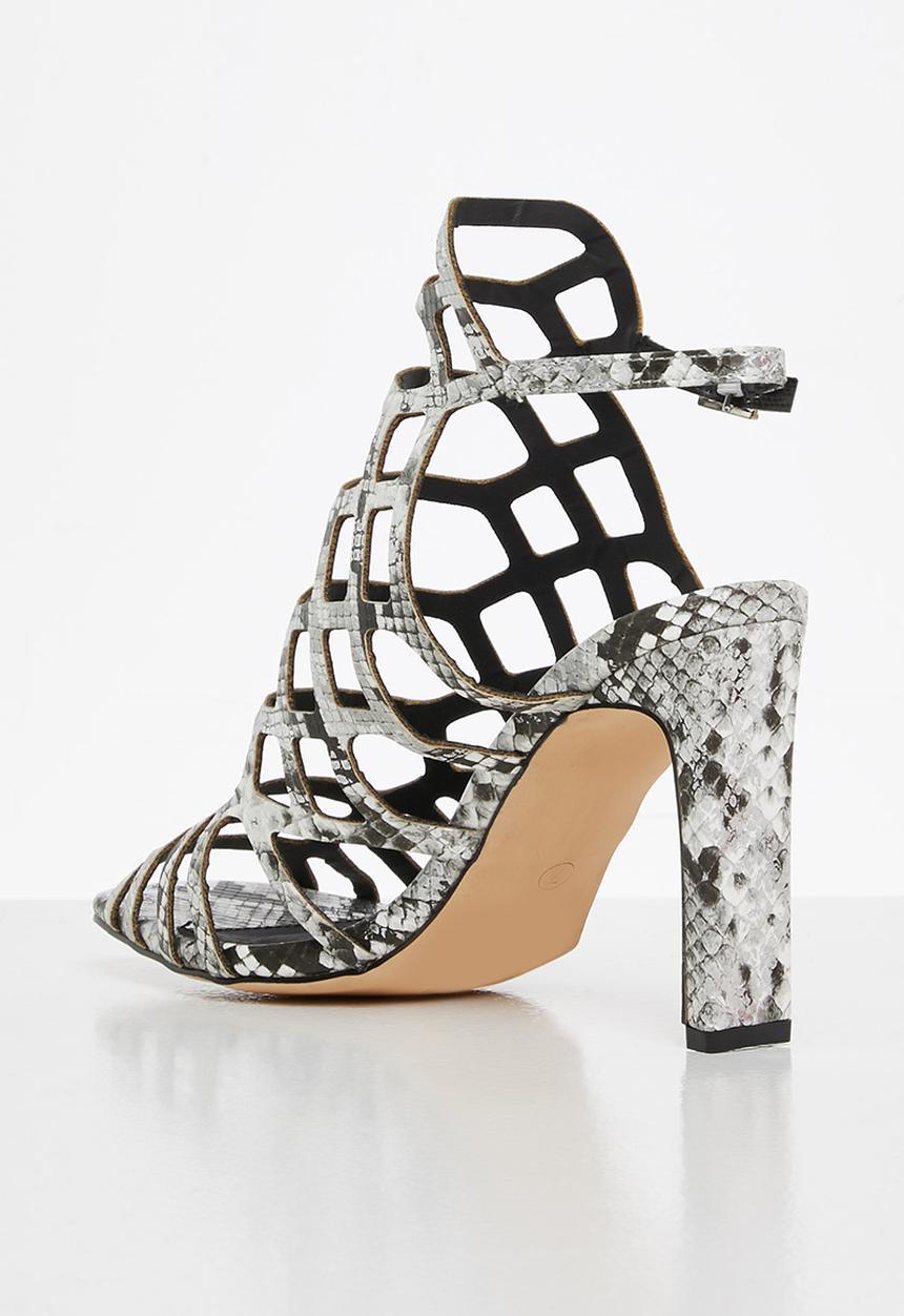 Madison® - Bronte laser cut block heel - white & black