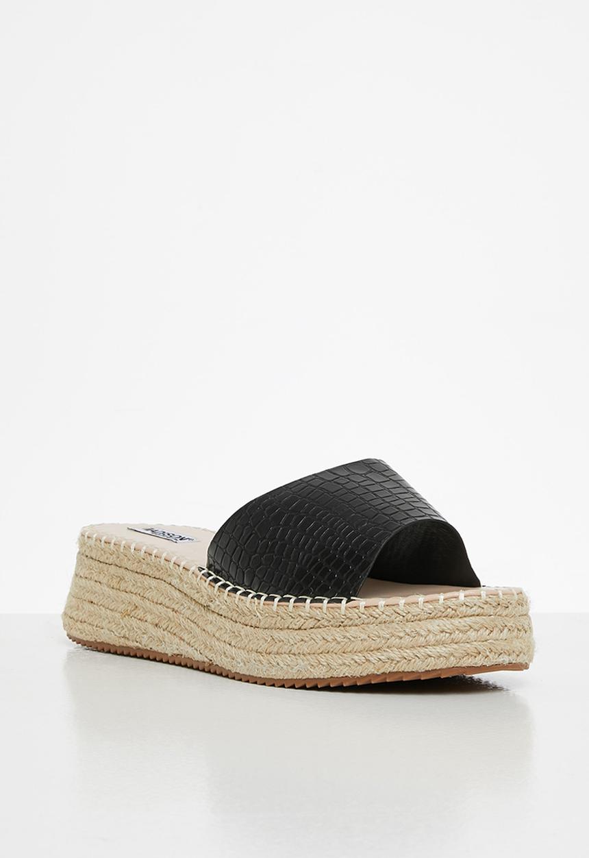 Madison® - Courtney espadrille flatform sandal - black 