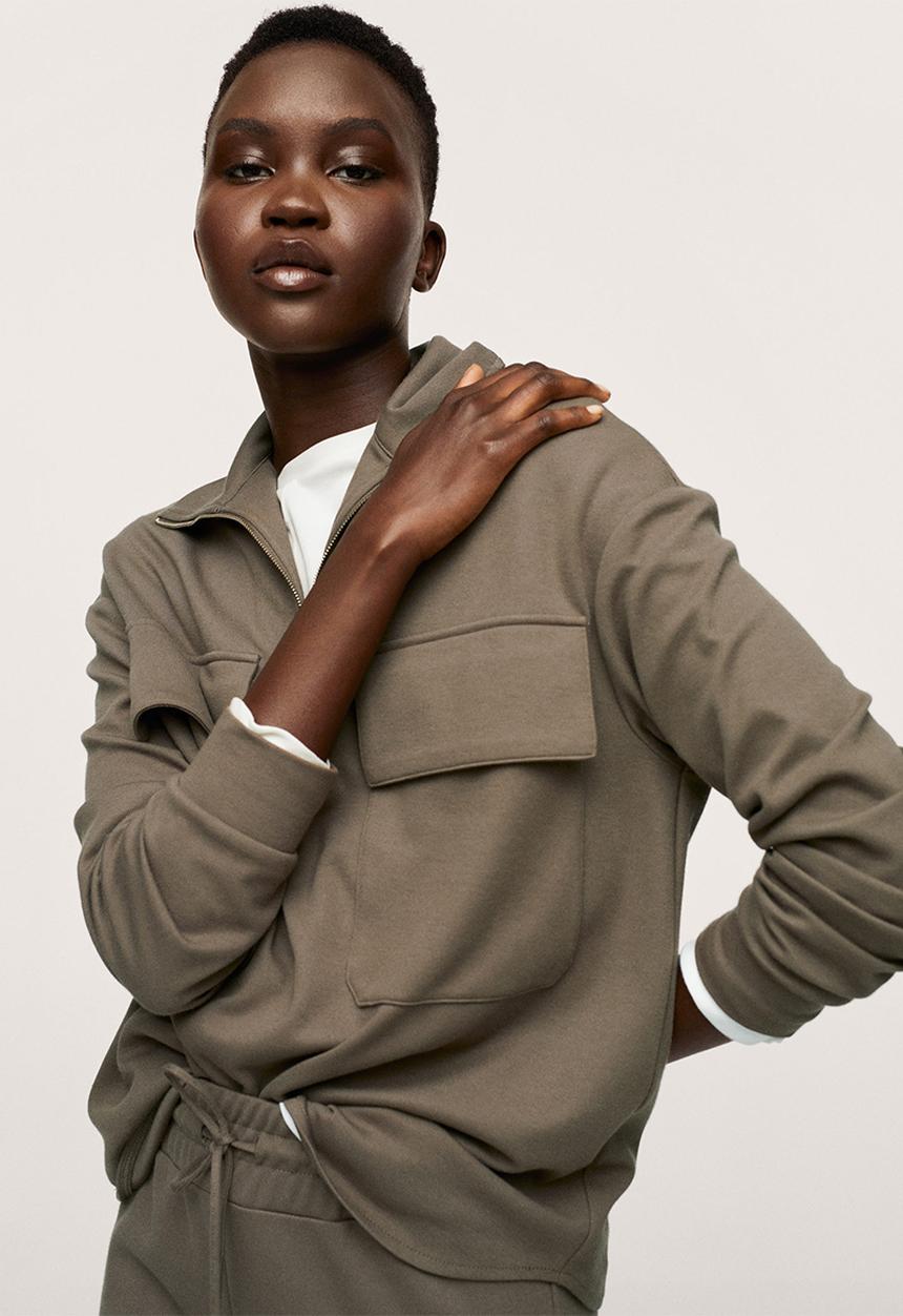 MANGO - Sweatshirt pique1 - beige/khaki