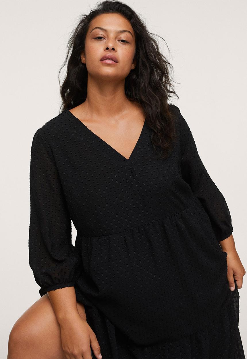 MANGO - Plus dress plumeti1 - black