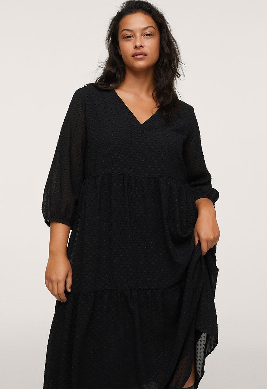 MANGO - Plus dress plumeti1 - black