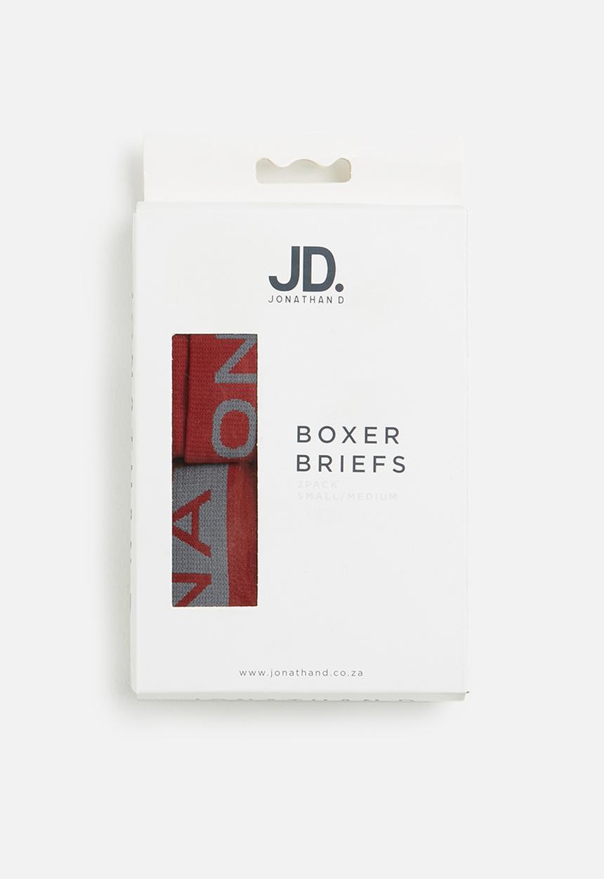 Jonathan D - Branded 2 pack briefs - burgundy & grey 