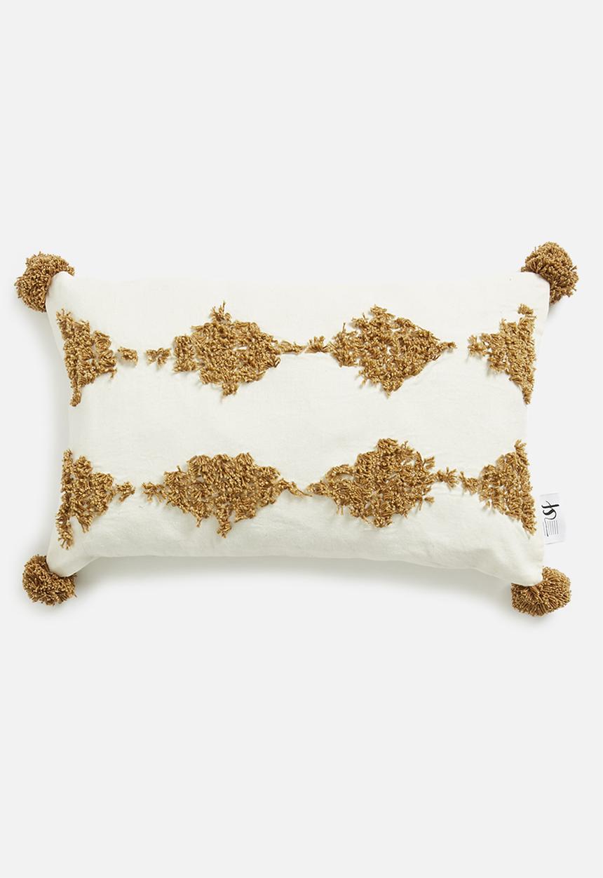 Sixth Floor - Faye woven cushion cover - natural & mustard