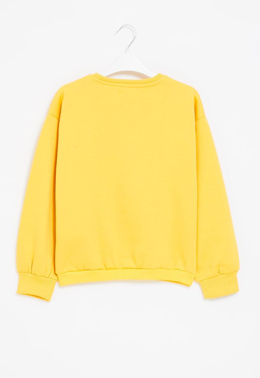 MINOTI - Girls basic awesome fleece crew - yellow