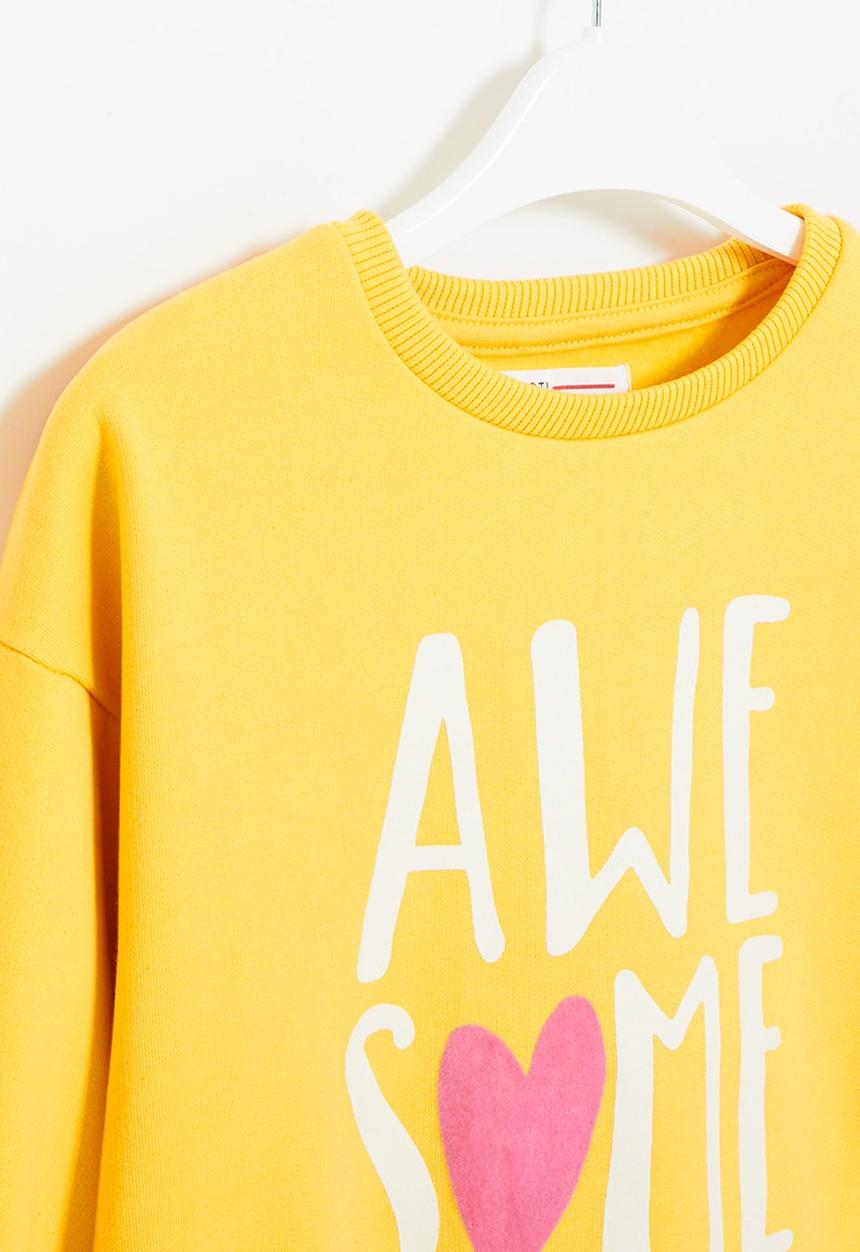 MINOTI - Girls basic awesome fleece crew - yellow
